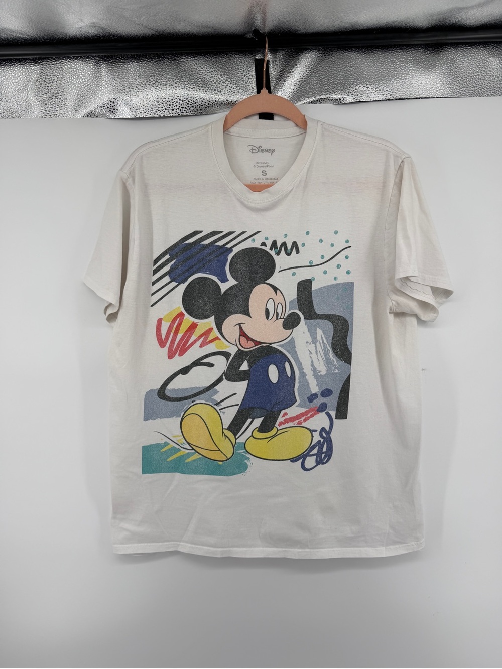 Disney Retro Kidcore Disneycore White Short-Sleeve Mickey Mouse Graphic Tee SzS - Picture 1 of 9
